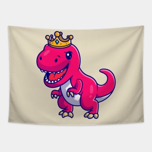 Cute Dinosaur Queen With Crown Cartoon Tapestry