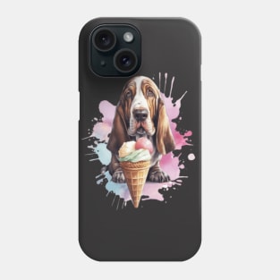 Cute dog basset hound ice cream Phone Case