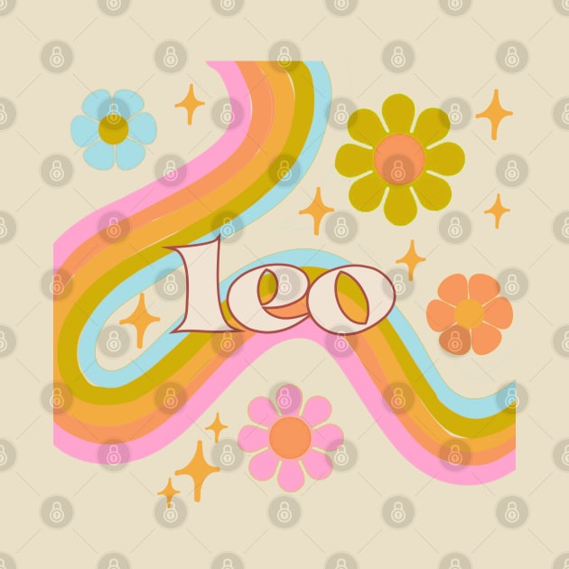 Leo 70s rainbow with flowers by Deardarling