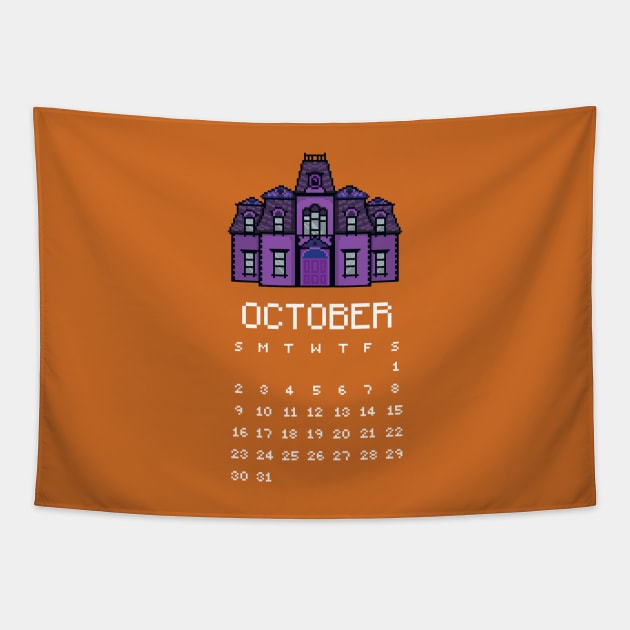 October 2022 Calendar Pixel Art Tapestry by toffany's