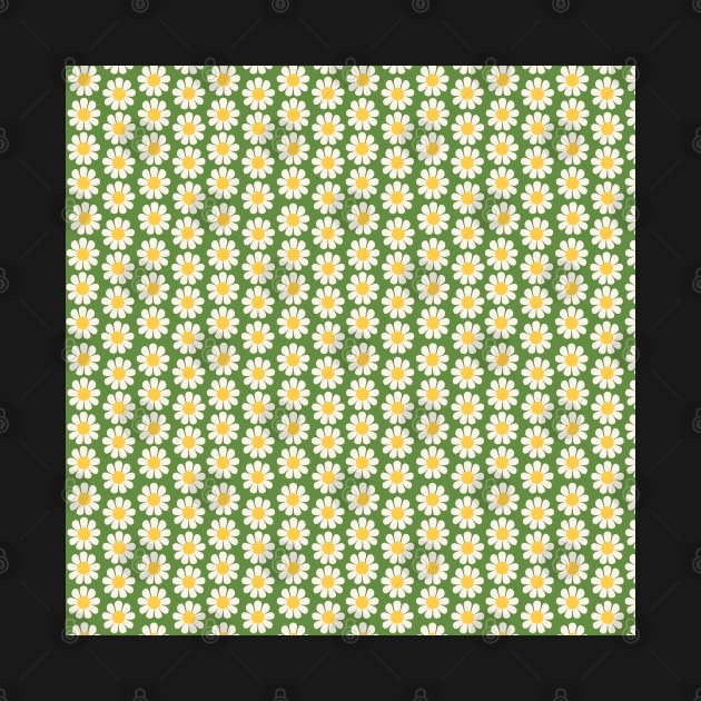 Retro Green Daisy Flower Pattern by haleyum