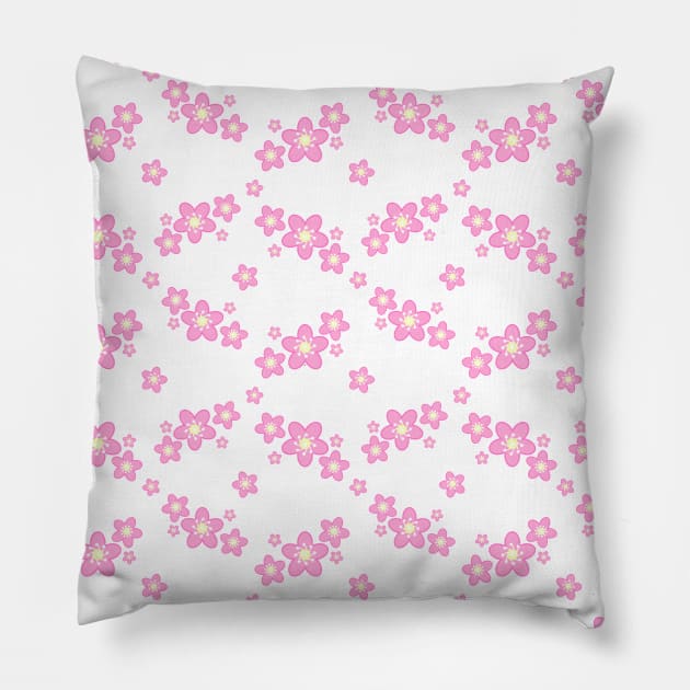 Cherry Blossom Sakura Flower Clusters Pattern in White Background Pillow by Kelly Gigi