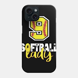 9th Birthday Softball Lady Girl 9 Years Old Softball Lover print Phone Case