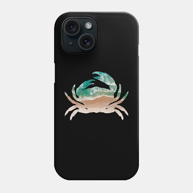 Crab Silhouette Beach Landscape Phone Case by Fersan