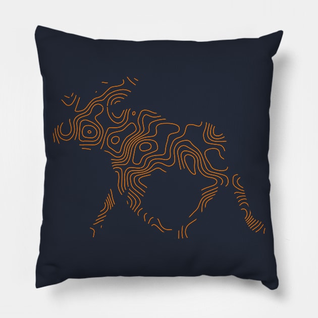 Topo Moose Elk Outdoor Pillow by 66LatitudeNorth