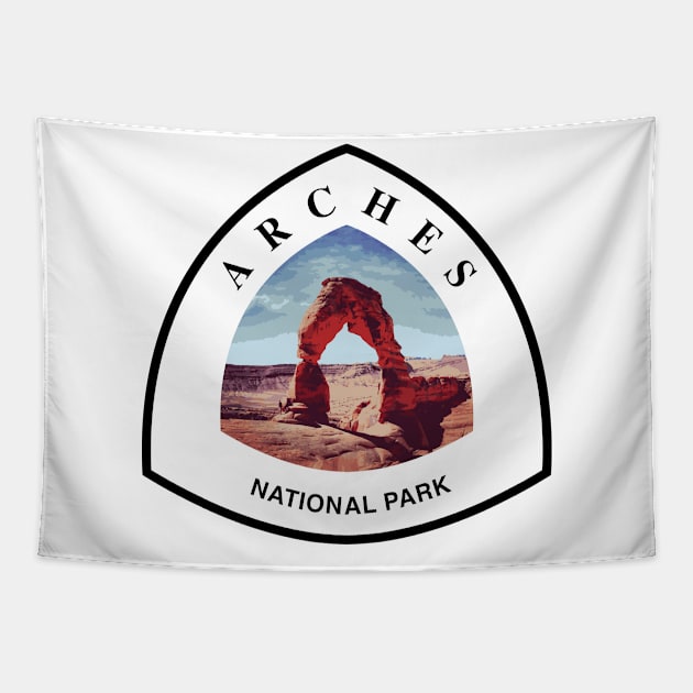 Arches National Park shield Tapestry by nylebuss