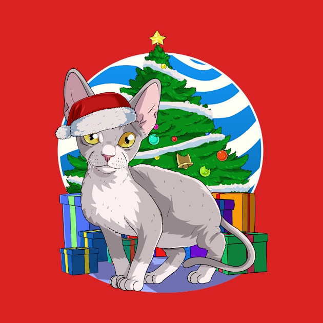 Devon Rex Cat Santa Christmas Gift by Noseking