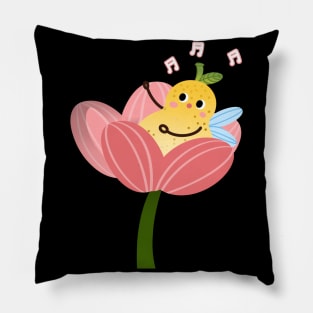 Singing In The Flowers, Cute Pear Pillow