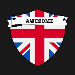 AWESOME UK , UK COUNTRY SHIELD, MINIMALIST UK FLAG, I LOVE UK , BORN IN UK T-Shirt