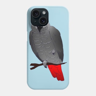 African Grey Parrot Perching and Sleeping on a Branch Phone Case