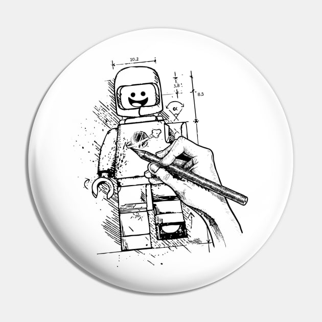 Let's Draw Spaceman Pin by The Brick Dept