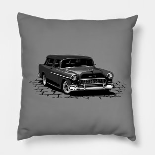 Black 55 Chevy Nomad Pillow