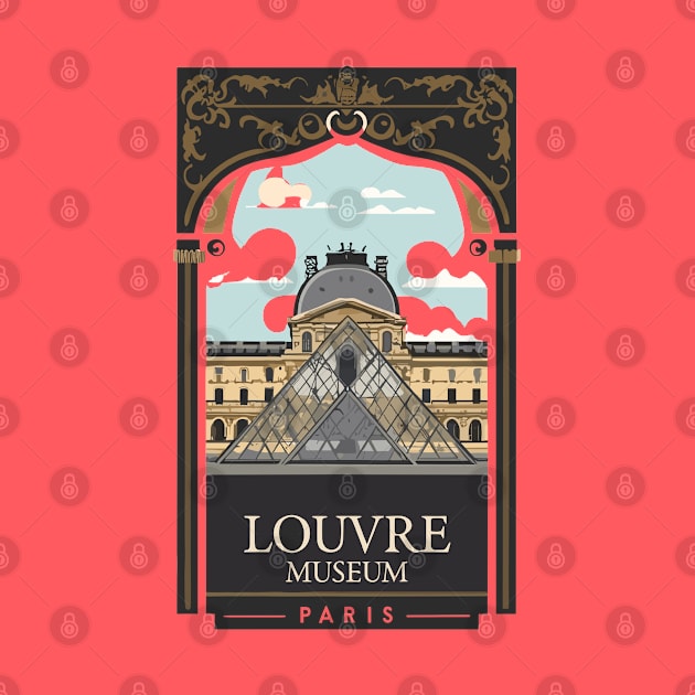 A Vintage Travel Art of the Louvre Museum in Paris - France by goodoldvintage