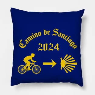 Camino de Santiago de Compostela Male Cyclist 2024 Pillow