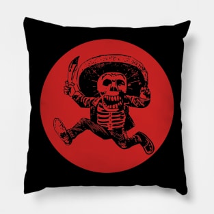 Halloween, Posada Calavera with Machete Black and Red Pillow