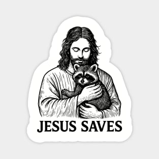 Jesus Saves Raccoon Religious Humor Meme Magnet