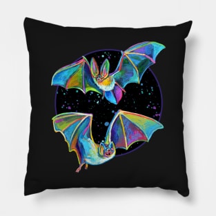 Psychedelic Bat Pattern by Robert Phelps Pillow