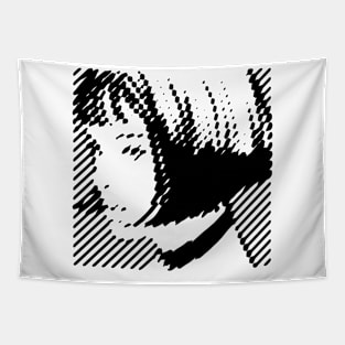 Linocut Pretty Girl Print Art Tapestry