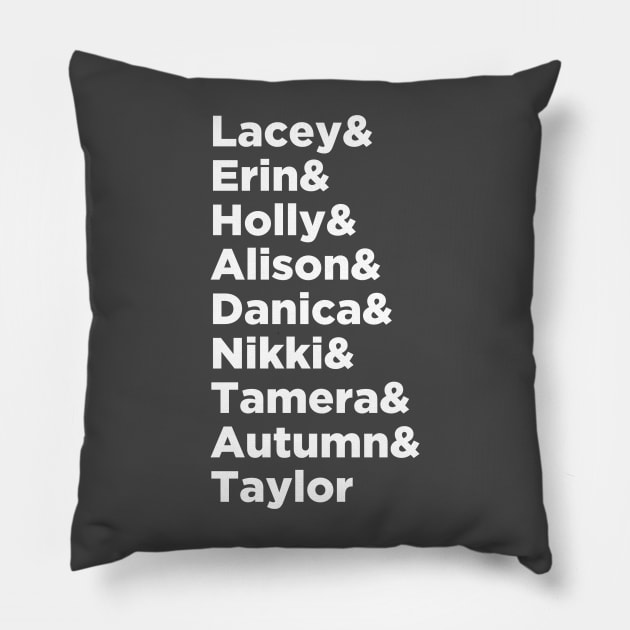 The Latest Ladies of Christmas (Movies) Pillow by We Love Pop Culture