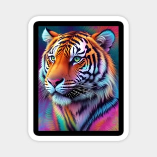 Vibrant Tie Dye Tiger Pattern Magnet