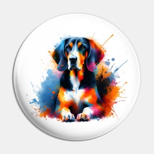 Energetic Transylvanian Hound in Vivid Splash Art Style Pin