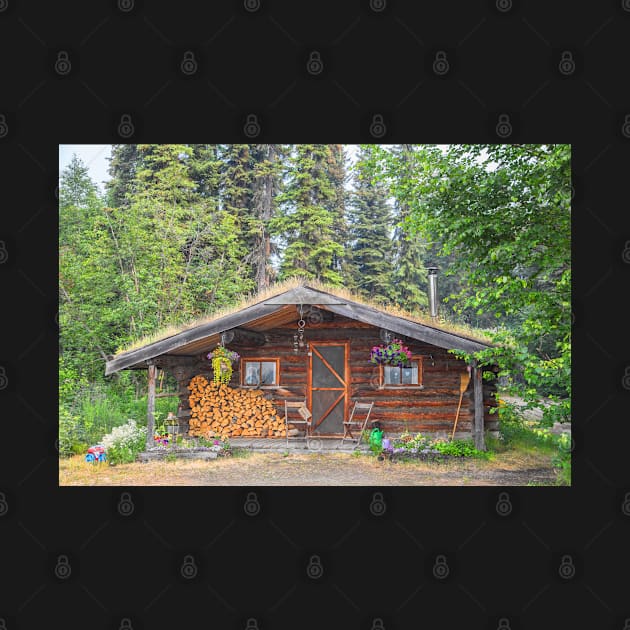 USA. Alaska. Chena Village. Log Cabin in the Woods. by vadim19