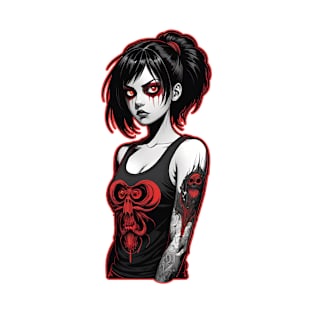 Horror Girl with Red Eyes T-Shirt