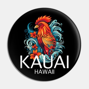 Kauai Hawaii - Rooster (with White Lettering) Pin
