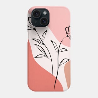 Abstract Botanical Poppy Line Art Flowers On Pink Phone Case