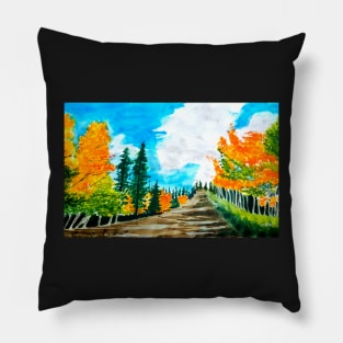 Autumn Aspens Handpainted Watercolor Art Print Pillow