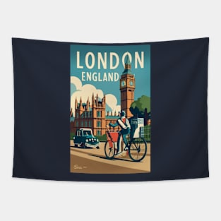 A Vintage Travel Art of London - England Tapestry