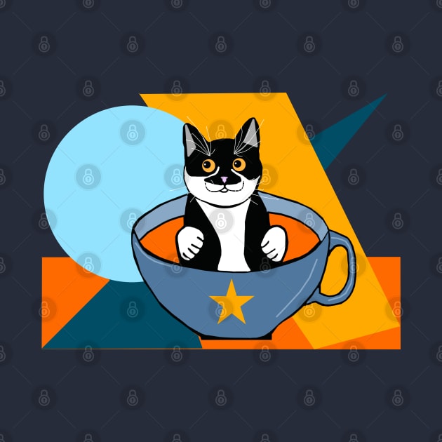 Cute Tuxedo cat in a Cup Tux in a cup of soup  Copyright TeAnne by TeAnne