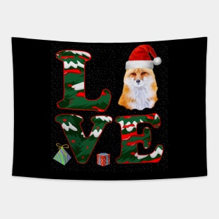 Christmas Pajama Funny Santa Red Plaid Fox Christmas Tapestry