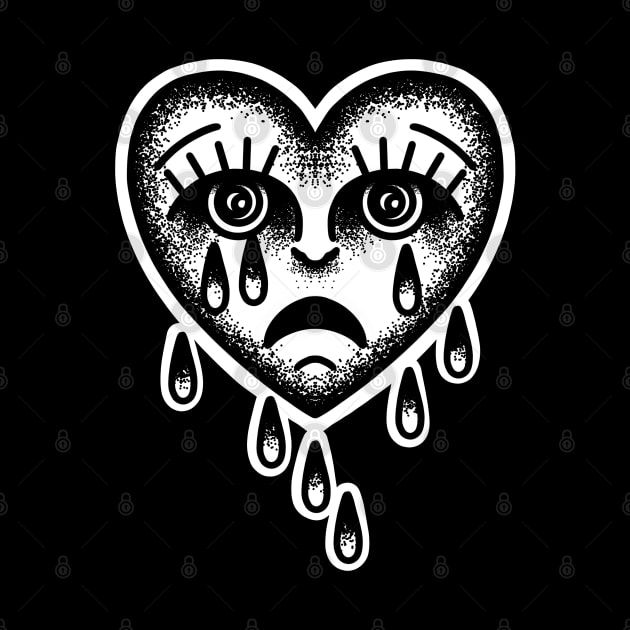 Tattoo style sad heart by LEEX337