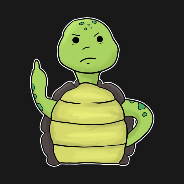 Grumpy Turtle Holding Middle finger funny gift by Mesyo