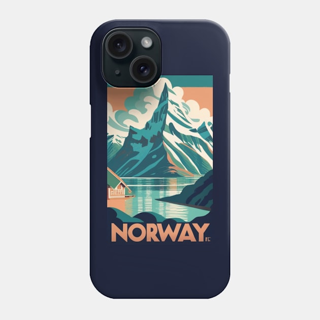 A Vintage Travel Art of the Fjords in Norway Phone Case by goodoldvintage