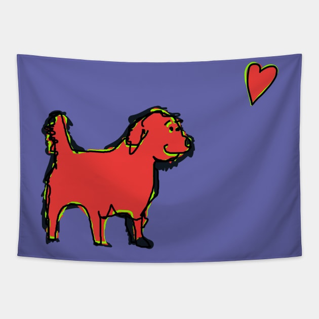 Valentines Day Cute Dog Found Red Heart Tapestry by ellenhenryart