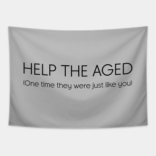 Help The Aged, 2, black Tapestry