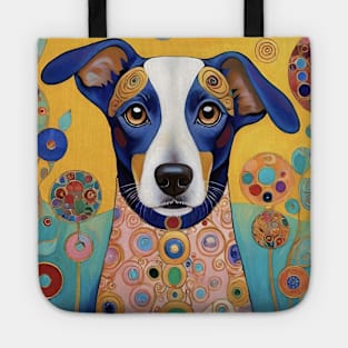 Gustav Klimt's Chromatic Canine Joy: Colorful Dog Illustration Tote