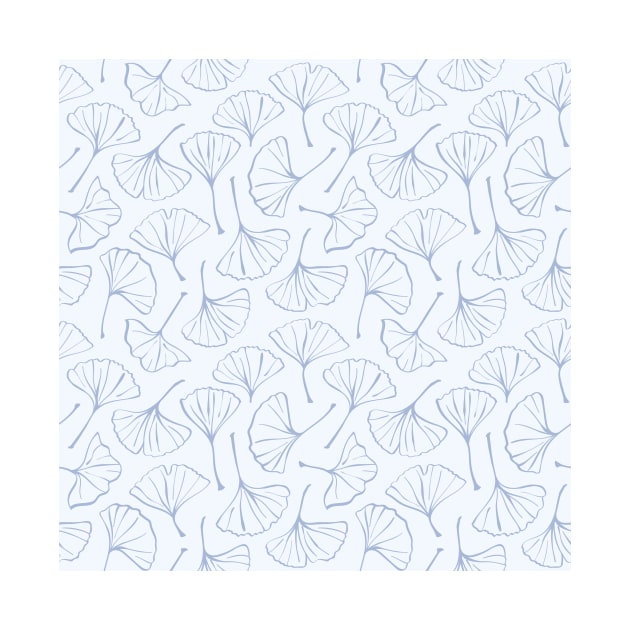 Ginkgo Leaves Boho Botanical Pattern Blue by sziszigraphics