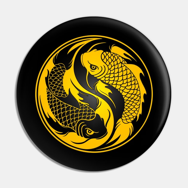 Yellow and Black Yin Yang Koi Fish Pin by jeffbartels