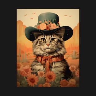 Retro Vintage Cowboy Cat - Whiskered Wild West Adventure T-Shirt