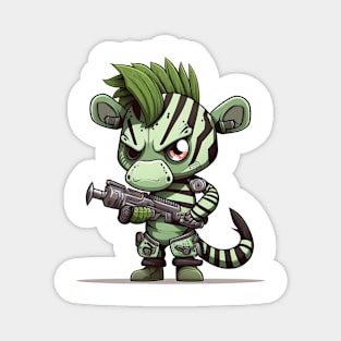 Armored Angry Zebra Holding a Riffle Magnet