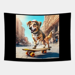 Dog on a Skateboard Tapestry