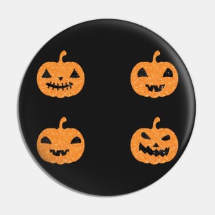 Light Orange Faux Glitter Halloween Pumpkin Face Pack Pin