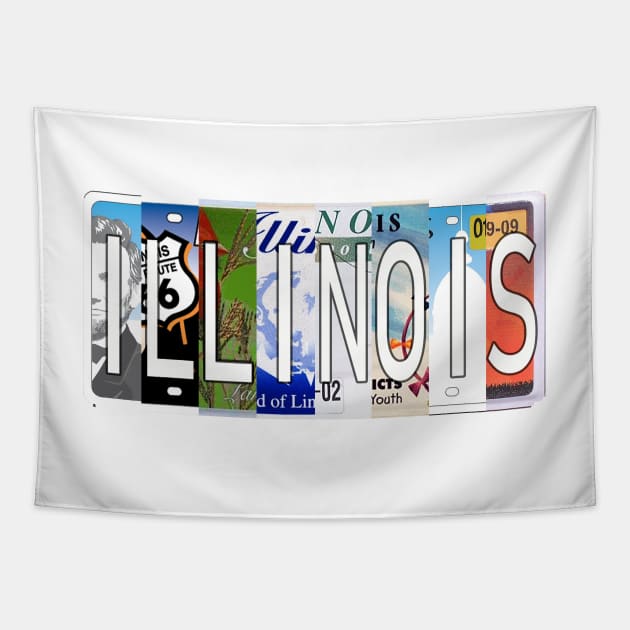 Illinois License Plates Tapestry by stermitkermit