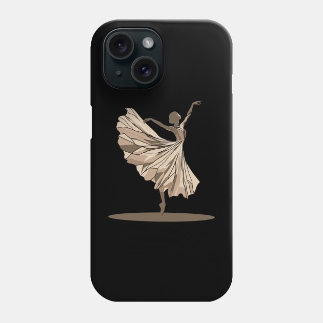 Beautiful ballerina in a golden dress, ballerina vector illustration, tiptoe pose, ballet performer Phone Case by Nora Liak