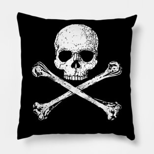 Skull and Crossbones 2 - White Distressed Pillow