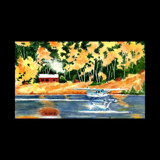 Pacific Northwest Float Plane Watercolor Painting by MMcBuck