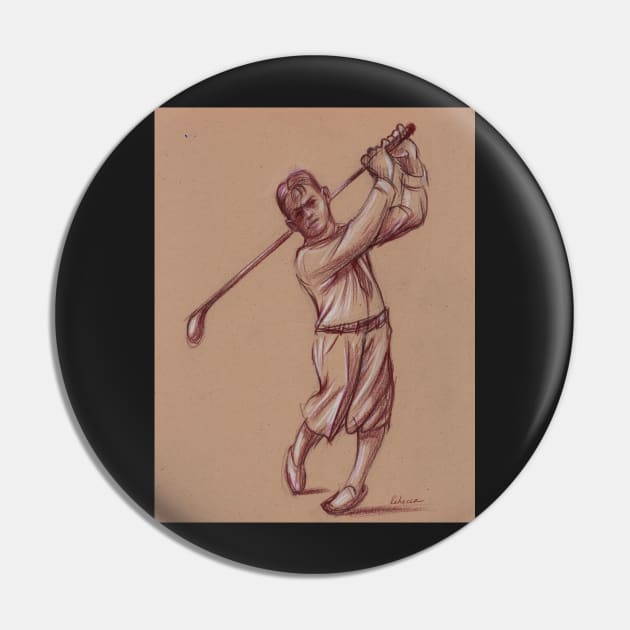 Bobby Jones - Pencil drawing of the Legendary Golfer Pin by tranquilwaters